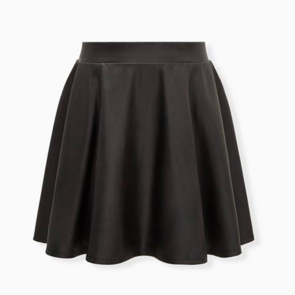 Black Coated Studio Luxe Ponte Skater Mini Skirt